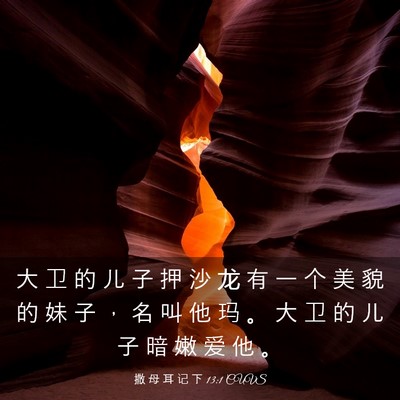 Picture 03 - 撒 母 耳 记 下 13:1 CUVS - 大 卫 的 儿 子 押 沙 龙 有 一 个 美 - Bible Verse Picture