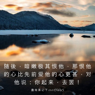 Picture 03 - 撒 母 耳 记 下 13:15 CUVS - 随 後 ， 暗 嫩 极 其 恨 他 ， 那 恨 - Bible Verse Picture