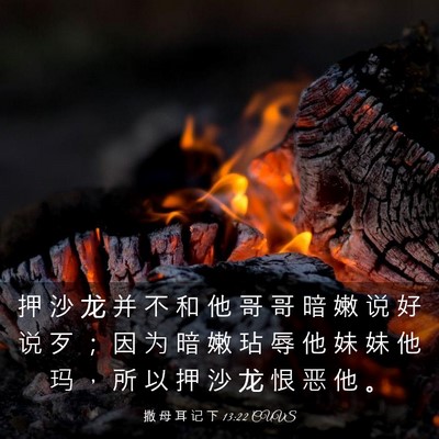 Picture 03 - 撒 母 耳 记 下 13:22 CUVS - 押 沙 龙 并 不 和 他 哥 哥 暗 嫩 说 - Bible Verse Picture