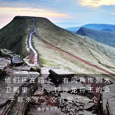 Picture 03 - 撒 母 耳 记 下 13:30 CUVS - 他 们 还 在 路 上 ， 有 风 声 传 到 - Bible Verse Picture
