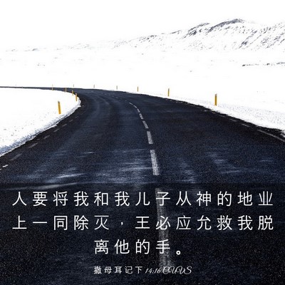 Picture 03 - 撒 母 耳 记 下 14:16 CUVS - 人 要 将 我 和 我 儿 子 从 神 的 地 - Bible Verse Picture