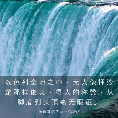 Picture 03 - 撒 母 耳 记 下 14:25 CUVS - 以 色 列 全 地 之 中 ， 无 人 像 押 - Bible Verse Picture