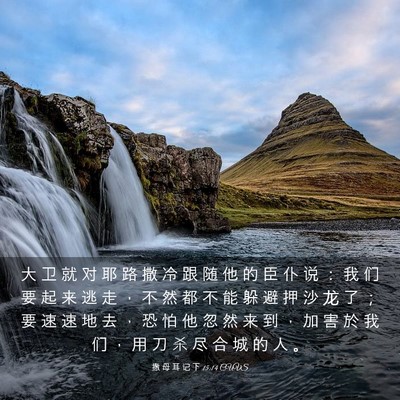 Picture 03 - 撒 母 耳 记 下 15:14 CUVS - 大 卫 就 对 耶 路 撒 冷 跟 随 他 的 - Bible Verse Picture