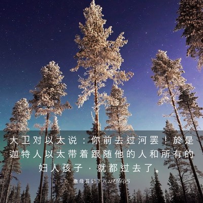 Picture 03 - 撒 母 耳 记 下 15:22 CUVS - 大 卫 对 以 太 说 ： 你 前 去 过 河 - Bible Verse Picture