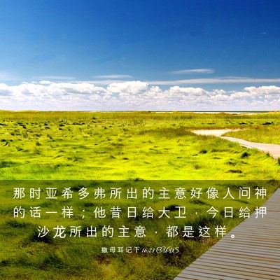Picture 03 - 撒 母 耳 记 下 16:23 CUVS - 那 时 亚 希 多 弗 所 出 的 主 意 好 - Bible Verse Picture
