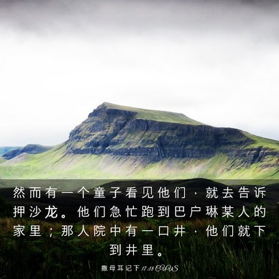 Picture 03 - 撒 母 耳 记 下 17:18 CUVS - 然 而 有 一 个 童 子 看 见 他 们 ， - Bible Verse Picture