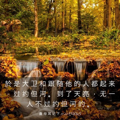 Picture 03 - 撒 母 耳 记 下 17:22 CUVS - 於 是 大 卫 和 跟 随 他 的 人 都 起 - Bible Verse Picture