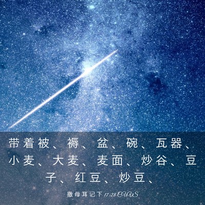 Picture 03 - 撒 母 耳 记 下 17:28 CUVS - 带 着 被 、 褥 、 盆 、 碗 、 瓦 器 - Bible Verse Picture