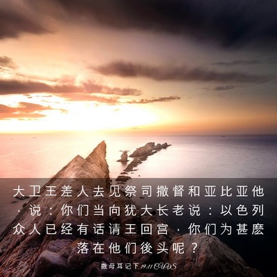 Picture 03 - 撒 母 耳 记 下 19:11 CUVS - 大 卫 王 差 人 去 见 祭 司 撒 督 和 - Bible Verse Picture