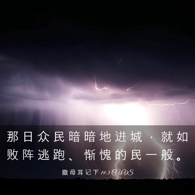 Picture 03 - 撒 母 耳 记 下 19:3 CUVS - 那 日 众 民 暗 暗 地 进 城 ， 就 如 - Bible Verse Picture