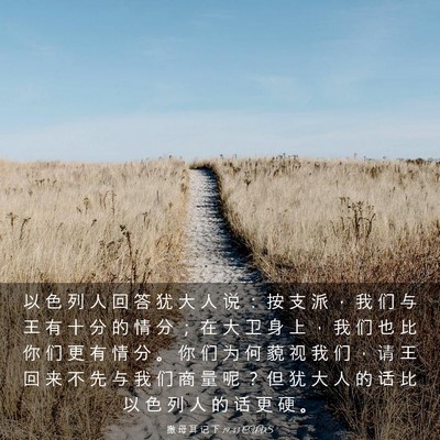 Picture 03 - 撒 母 耳 记 下 19:43 CUVS - 以 色 列 人 回 答 犹 大 人 说 ： 按 - Bible Verse Picture