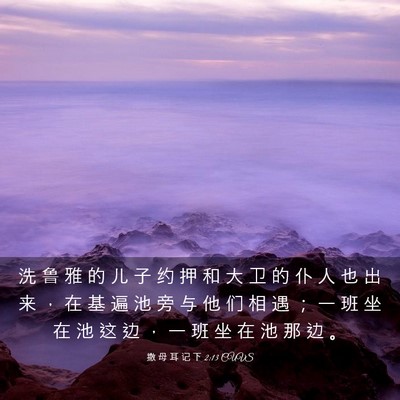 Picture 03 - 撒 母 耳 记 下 2:13 CUVS - 洗 鲁 雅 的 儿 子 约 押 和 大 卫 的 - Bible Verse Picture