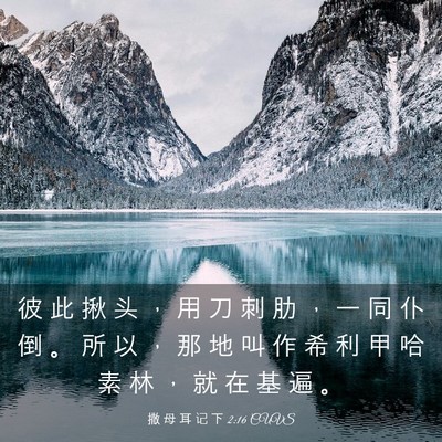 Picture 03 - 撒 母 耳 记 下 2:16 CUVS - 彼 此 揪 头 ， 用 刀 刺 肋 ， 一 同 - Bible Verse Picture