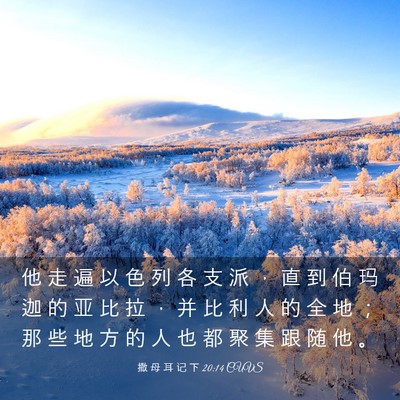 Picture 03 - 撒 母 耳 记 下 20:14 CUVS - 他 走 遍 以 色 列 各 支 派 ， 直 到 - Bible Verse Picture
