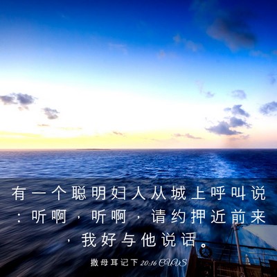 Picture 03 - 撒 母 耳 记 下 20:16 CUVS - 有 一 个 聪 明 妇 人 从 城 上 呼 叫 - Bible Verse Picture