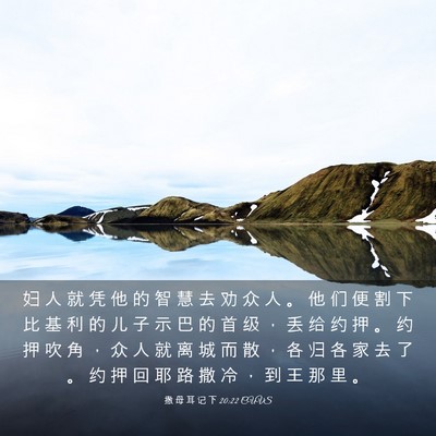 Picture 03 - 撒 母 耳 记 下 20:22 CUVS - 妇 人 就 凭 他 的 智 慧 去 劝 众 人 - Bible Verse Picture