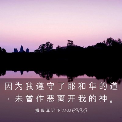 Picture 03 - 撒 母 耳 记 下 22:22 CUVS - 因 为 我 遵 守 了 耶 和 华 的 道 ， - Bible Verse Picture