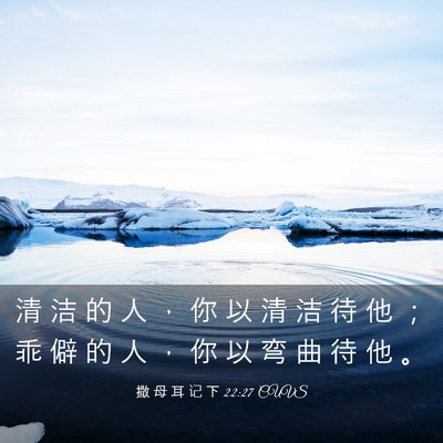 Picture 03 - 撒 母 耳 记 下 22:27 CUVS - 清 洁 的 人 ， 你 以 清 洁 待 他 ； - Bible Verse Picture