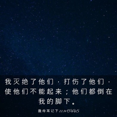 Picture 03 - 撒 母 耳 记 下 22:39 CUVS - 我 灭 绝 了 他 们 ， 打 伤 了 他 们 - Bible Verse Picture