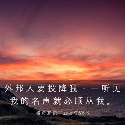 Picture 03 - 撒 母 耳 记 下 22:45 CUVS - 外 邦 人 要 投 降 我 ， 一 听 见 我 - Bible Verse Picture