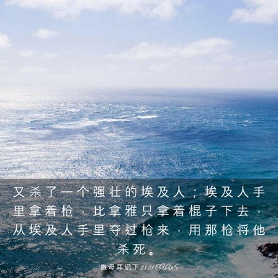 Picture 03 - 撒 母 耳 记 下 23:21 CUVS - 又 杀 了 一 个 强 壮 的 埃 及 人 ； - Bible Verse Picture