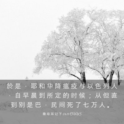 Picture 03 - 撒 母 耳 记 下 24:15 CUVS - 於 是 ， 耶 和 华 降 瘟 疫 与 以 色 - Bible Verse Picture