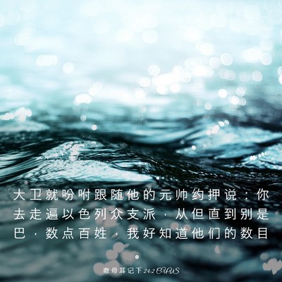 Picture 03 - 撒 母 耳 记 下 24:2 CUVS - 大 卫 就 吩 咐 跟 随 他 的 元 帅 约 - Bible Verse Picture