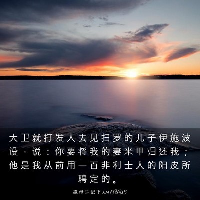 Picture 03 - 撒 母 耳 记 下 3:14 CUVS - 大 卫 就 打 发 人 去 见 扫 罗 的 儿 - Bible Verse Picture