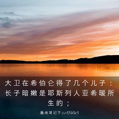 Picture 03 - 撒 母 耳 记 下 3:2 CUVS - 大 卫 在 希 伯 仑 得 了 几 个 儿 子 - Bible Verse Picture