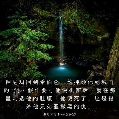 Picture 03 - 撒 母 耳 记 下 3:27 CUVS - 押 尼 珥 回 到 希 伯 仑 ， 约 押 领 - Bible Verse Picture