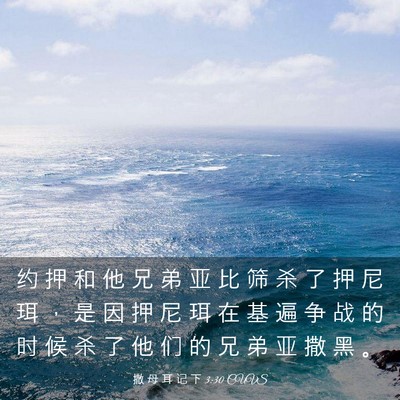 Picture 03 - 撒 母 耳 记 下 3:30 CUVS - 约 押 和 他 兄 弟 亚 比 筛 杀 了 押 - Bible Verse Picture