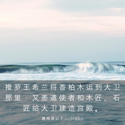 Picture 03 - 撒 母 耳 记 下 5:11 CUVS - 推 罗 王 希 兰 将 香 柏 木 运 到 大 - Bible Verse Picture