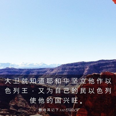Picture 03 - 撒 母 耳 记 下 5:12 CUVS - 大 卫 就 知 道 耶 和 华 坚 立 他 作 - Bible Verse Picture
