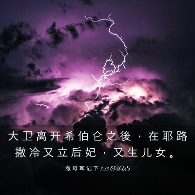 Picture 03 - 撒 母 耳 记 下 5:13 CUVS - 大 卫 离 开 希 伯 仑 之 後 ， 在 耶 - Bible Verse Picture