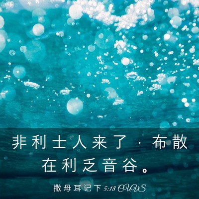 Picture 03 - 撒 母 耳 记 下 5:18 CUVS - 非 利 士 人 来 了 ， 布 散 在 利 乏 - Bible Verse Picture