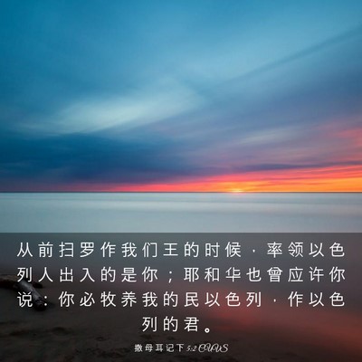 Picture 03 - 撒 母 耳 记 下 5:2 CUVS - 从 前 扫 罗 作 我 们 王 的 时 候 ， - Bible Verse Picture