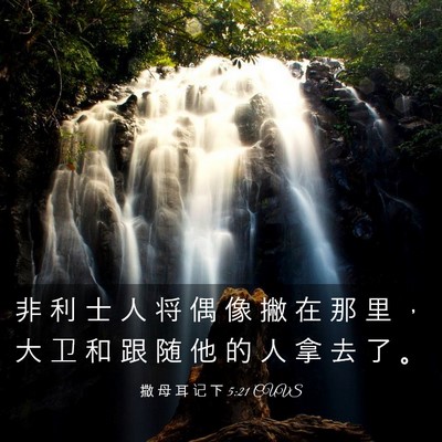 Picture 03 - 撒 母 耳 记 下 5:21 CUVS - 非 利 士 人 将 偶 像 撇 在 那 里 ， - Bible Verse Picture