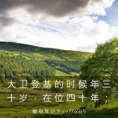 Picture 03 - 撒 母 耳 记 下 5:4 CUVS - 大 卫 登 基 的 时 候 年 三 十 岁 ， - Bible Verse Picture