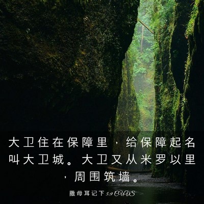 Picture 03 - 撒 母 耳 记 下 5:9 CUVS - 大 卫 住 在 保 障 里 ， 给 保 障 起 - Bible Verse Picture