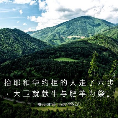Picture 03 - 撒 母 耳 记 下 6:13 CUVS - 抬 耶 和 华 约 柜 的 人 走 了 六 步 - Bible Verse Picture