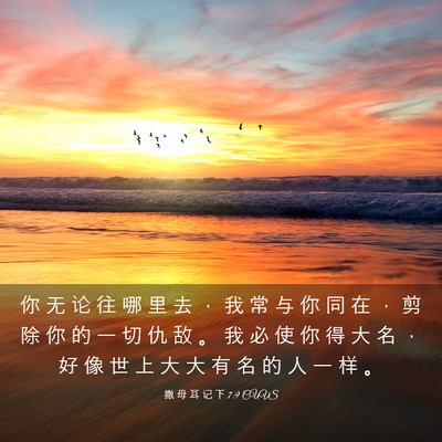 Picture 03 - 撒 母 耳 记 下 7:9 CUVS - 你 无 论 往 哪 里 去 ， 我 常 与 你 - Bible Verse Picture