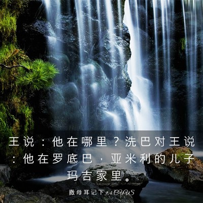 Picture 03 - 撒 母 耳 记 下 9:4 CUVS - 王 说 ： 他 在 哪 里 ？ 洗 巴 对 王 - Bible Verse Picture