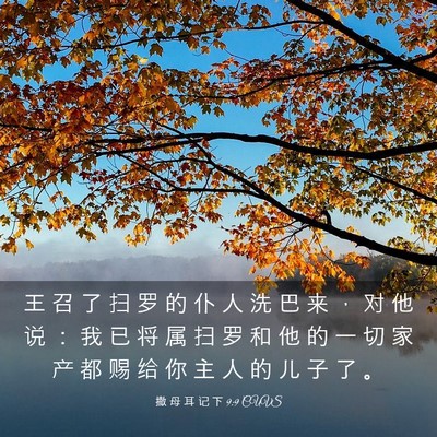Picture 03 - 撒 母 耳 记 下 9:9 CUVS - 王 召 了 扫 罗 的 仆 人 洗 巴 来 ， - Bible Verse Picture