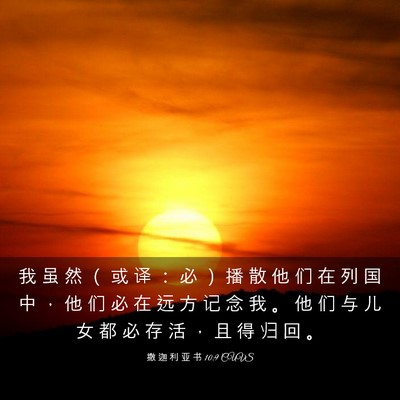 Picture 03 - 撒 迦 利 亚 书 10:9 CUVS - 我 虽 然 （ 或 译 ： 必 ） 播 散 他 - Bible Verse Picture
