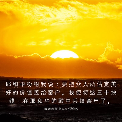 Picture 03 - 撒 迦 利 亚 书 11:13 CUVS - 耶 和 华 吩 咐 我 说 ： 要 把 众 人 - Bible Verse Picture