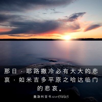 Picture 03 - 撒 迦 利 亚 书 12:11 CUVS - 那 日 ， 耶 路 撒 冷 必 有 大 大 的 - Bible Verse Picture