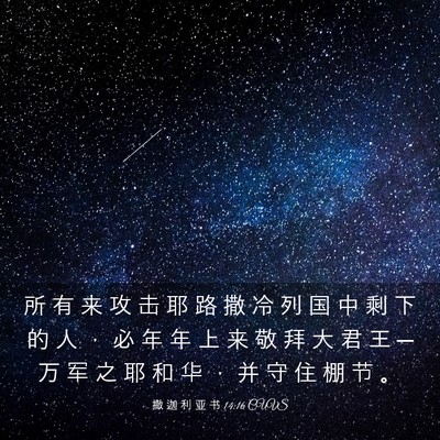 Picture 03 - 撒 迦 利 亚 书 14:16 CUVS - 所 有 来 攻 击 耶 路 撒 冷 列 国 中 - Bible Verse Picture