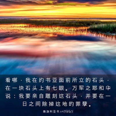 Picture 03 - 撒 迦 利 亚 书 3:9 CUVS - 看 哪 ， 我 在 约 书 亚 面 前 所 立 - Bible Verse Picture