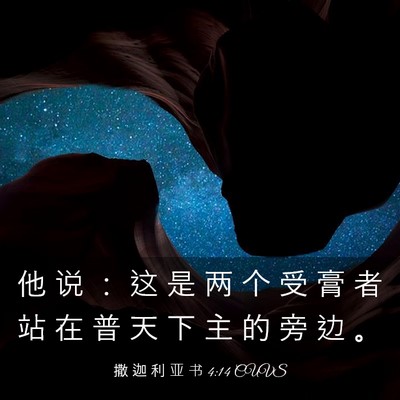 Picture 03 - 撒 迦 利 亚 书 4:14 CUVS - 他 说 ： 这 是 两 个 受 膏 者 站 在 - Bible Verse Picture