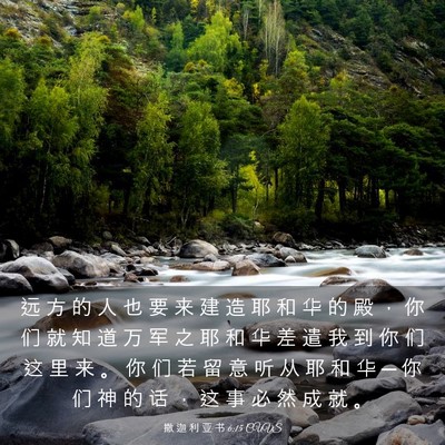 Picture 03 - 撒 迦 利 亚 书 6:15 CUVS - 远 方 的 人 也 要 来 建 造 耶 和 华 - Bible Verse Picture